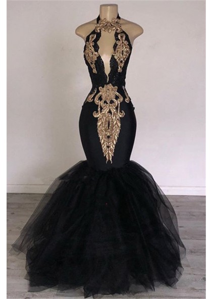 black n gold prom dresses