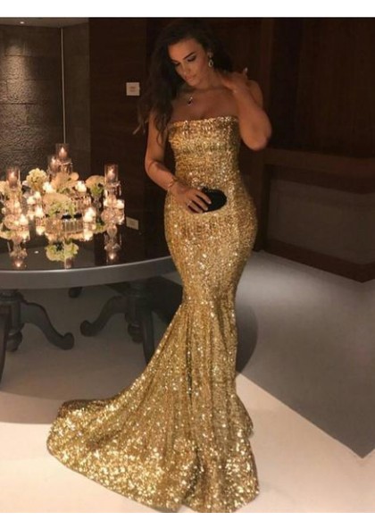 pretty gold prom dresses